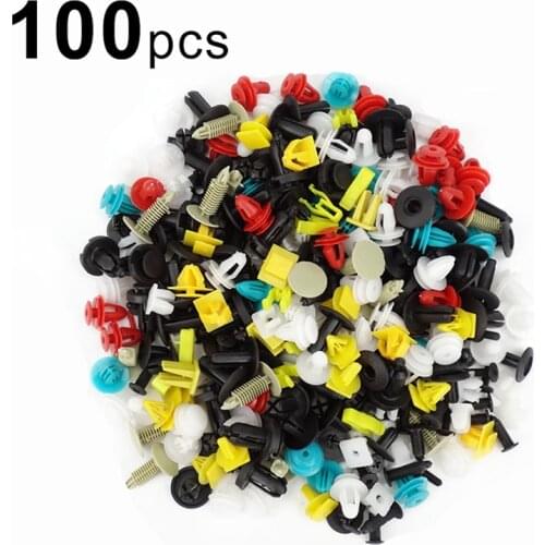 100Pcs Universal Mixed Auto Fastener Car Bumper Clips Retainer Car Fastener Rivet Door Panel Fender Liner