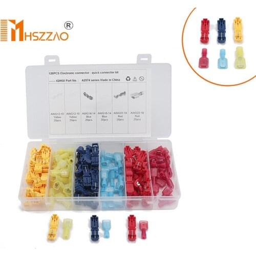 120 Pcs T-type Break-Free quick Connection Terminal Combination Connector Joint For Car Motorcycle RV Household Appliances