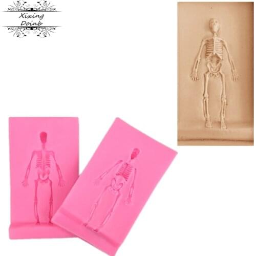 2Pcs Halloween series 3D skeleton shape silicone mold Halloween skull chocolate fudge cake decoration tools