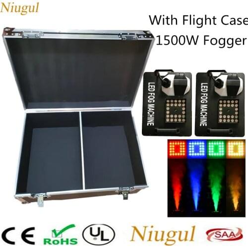 2pcs/lot 1500W Fog Machine 24x9W RGB LED Lights DMX512 Vertical Smoke Machine Stage Fogger Ejector DJ Equipment With Flight Case