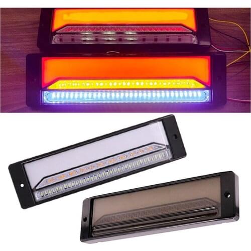 2PCS Waterproof LED Trailer Truck Combination Brake Stop Light 4 In1 Neon Tail Light Flowing Turn Signal Light Reverse Lamps