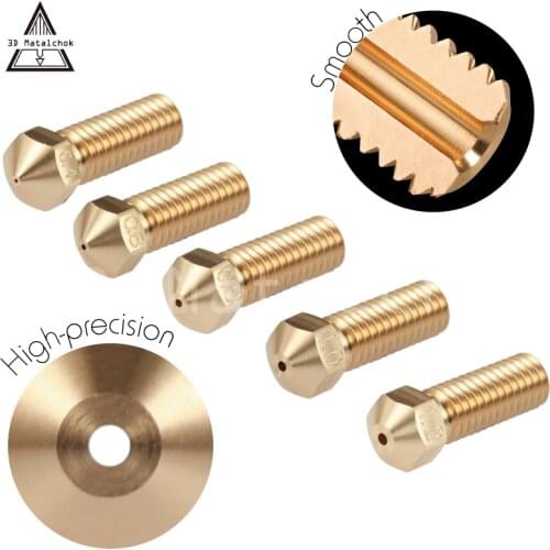 3D Printer Parts 5Pcs Brass Volcano Nozzle For 1.75 E3D V6 Hotend M6 Extruder Nozzle 0.4/0.6/0.8/1.0/1.2mm