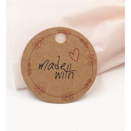 500Pcs/Lot Round 3cm Brown White Paper Tags Colorful Printing For Weeding Party Favor Gift Packaging Hang Tag Labels Tags