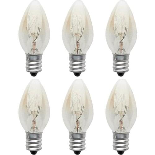 6pcs C7 110-130V 15W E12 2700K Dimming Incandescent Mini Salt Light Bulb Night Light Copper-nickel-plated Lamp Cap US Standard