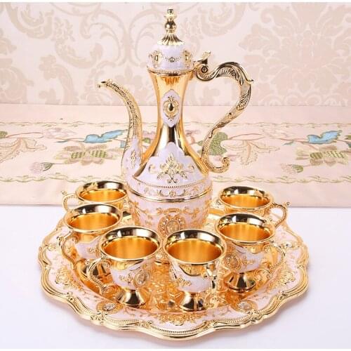 8-piece white wine glass wine dispenser household small wine glass wine set western-style metal hip flask high-end decoration