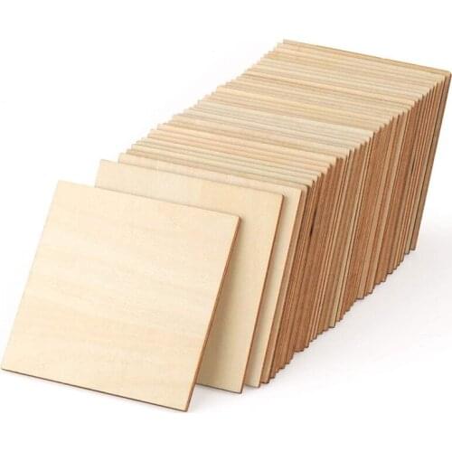 80pcs 76*76mm Big Size Wood Unfinished Wood Pieces Square Blank Wooden,Wooden Cutouts for Crafts,Squares Cutout Tiles