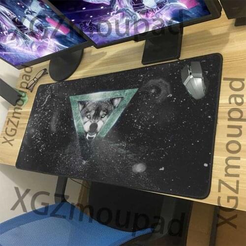 XGZ Animal Fierce Wolf Custom Large Gaming Mouse Pad Black Lock Edge Computer Table Mat Rubber Non-slip for Lol Dota Gamer Xxl