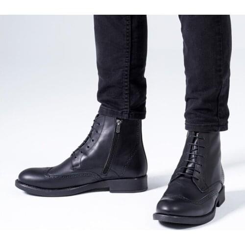 Callizio Mens Boot Genuine Leather Rubber Sole Zippy Type 2020 Male Winter Snow Fashion Footwear Working Large Size 38-51