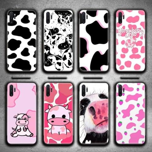 INS Black Cow Pattern Butterfly Phone Case For Samsung Galaxy Note20 ultra 7 8 9 10 Plus lite M51 M21 J8 Plus 2018 Prime
