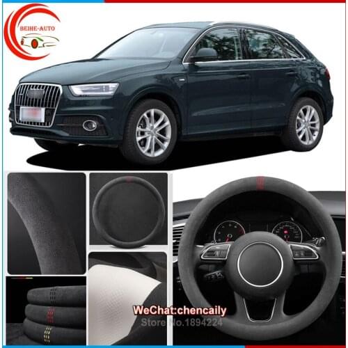 For Audi Q3 2010-2021 Black Alcantara Car Steering Wheel Cover Interior Protection Case All seasons anti-skid steering wheel