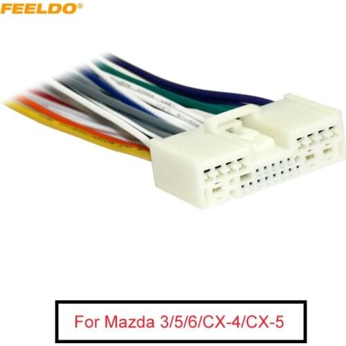 FEELDO Car Audio Radio 24Pin Male Wiring Harness Adapter for Mazda 3/5/6/CX-4/CX-5 Aftermarket Audio Stereo Wire Plug Cable