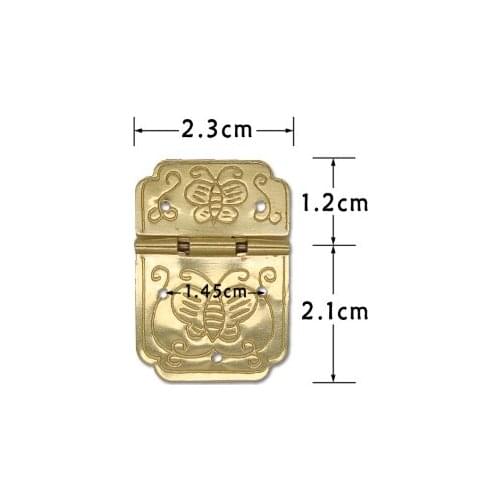 Hardware supplies Pure copper butterfly hinge 90 degree Antique Brass brocade box hinge jewelry wooden case official leather