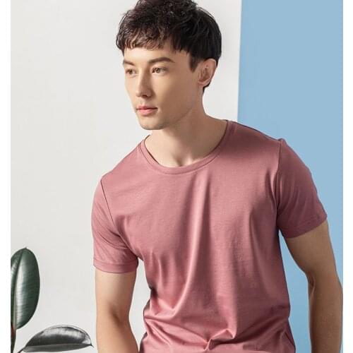 Real Silk Summer Mens T-Shirt Cool O Neck Short Sleeve T Shirt Solid Luxury TShirt Male Clothing Top Tee 2021 Mulberry Silks