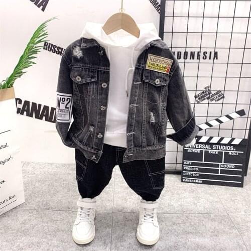 Infant Clothing For Baby boys Clothes Set Autumn winter Baby Boys Clothes Denim jacket +Hoodie+jeans 3pcs boys Costume Outfits