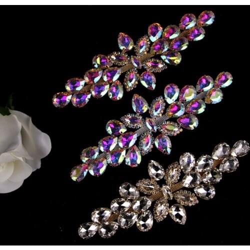Crystal Rhinestone Applique for Wedding Dresses Costumes 16.5*6 cm Silver Gold DIY Crafts Cusack