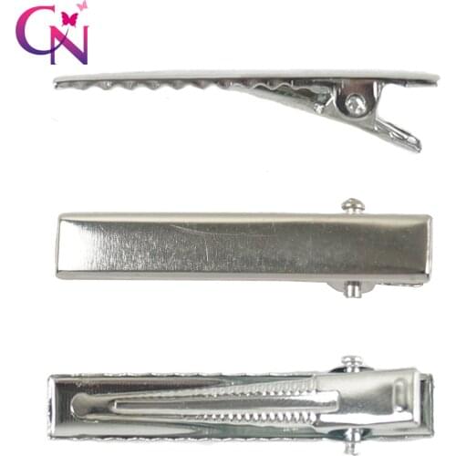 100 Pcs/lot 40mm Small Flat Metal Alligator Clip For DIY Kids Hairpins Barrette Bow Hairgrips Hair Accessories Headwear