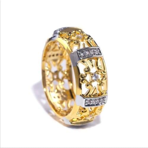Fashion Hollow Out Pattern Gold Ring Luxury Womens Charm Party Ring Female Daily Jewelry Accessories