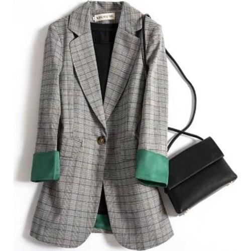 Fashion Autumn Women Plaid Blazers and Jackets Work Office Lady Suit Slim Business Female Blazer Coat