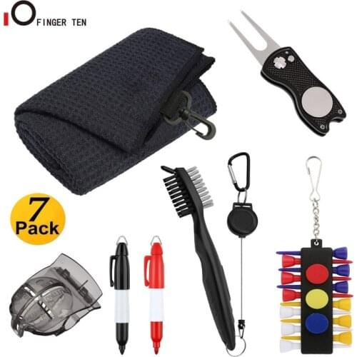 7 Pcs/Set Premium Golf Club Cleaner Tools Kit Towel Brush Divo Tool Tee Holder Ball Liner Gift Idea for Men Women Golfer