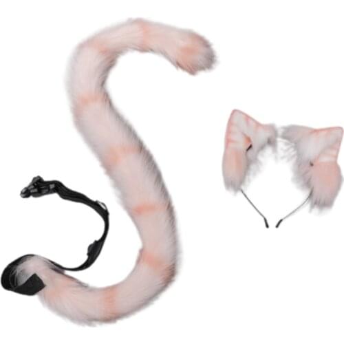 649D Cartoon Ears Tail Set Masquerade Halloween Cat Cosplay Party Costume Ear Hairhoop Headwear Lolita Accessories