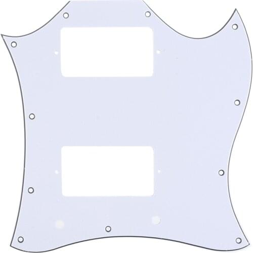 Musiclily Pro 11-Hole Large Full Face Guitar Pickguard for Import SG, 3Ply White