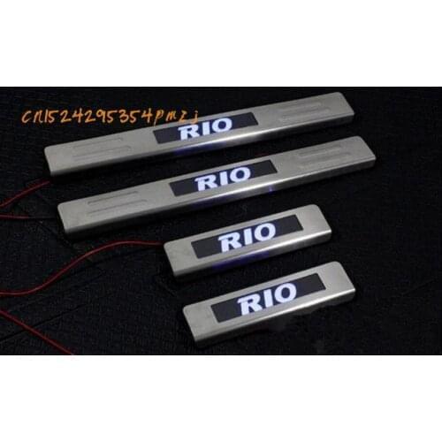 With LED Blue stainless steel light Scuff Plate / Door Sill For Kia RIO 2010-2015 4 S / SET Auto parts