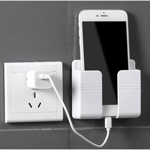 Wall Mounted Organizer Storage Box Remote Control Mounted Mobile Phone Plug Wall Holder Charging Multifunction Holder Stand