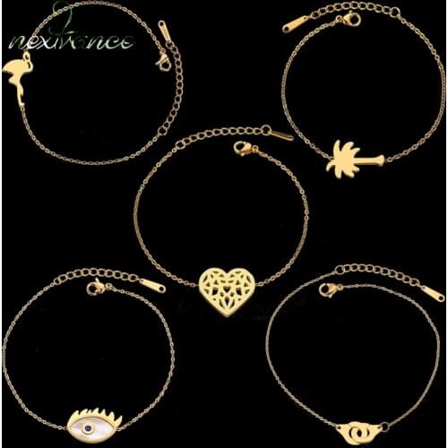 Nextvance Handcuffs Evil Eye Flamingo Pendant Bracelet Triangle Four Leaf Heart Palm Tree Bracelets for Women Men Jewelry