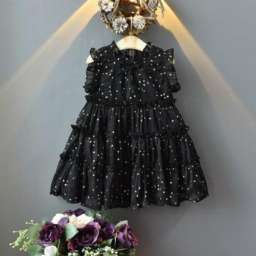 2021 Summer New Childrens Skirt Sleeveless Bronzing Princess Dress Baby Organza Mesh Dress