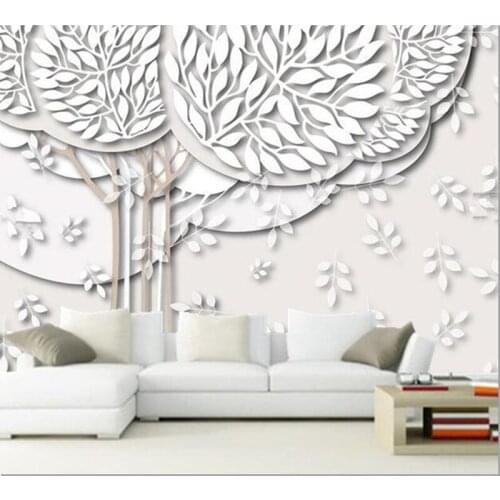 Custom 3D large mural,Modern minimalist white abstract tree papel de parede,coffee shop living roomTV wall bedroom wallpaper