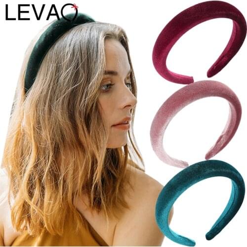 LEVAO Sponge Headband Velvet Headbands For Women Solid Color Hair Hoop Girls Non-slip Hairbands Hair Accessories Thin Edge