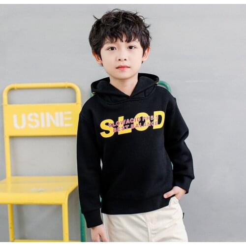Autumn/Winter Hooded Fashion Childrens Long Sleeve Letters Winter Black Trendy Fan Boys Pullovers Kids