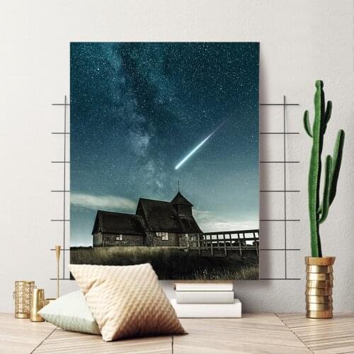 Pavilion landscape star night fruit oil painting DIY painting digital art painting digital family Hotel decorative painting