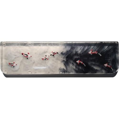 Resin Hand Rest Wrist Pad For 61/ 64 / 87 /104 Keys Custom Mechanical Gaming Keyboard - (Chinese Ink) Fish Swim Shallow Water