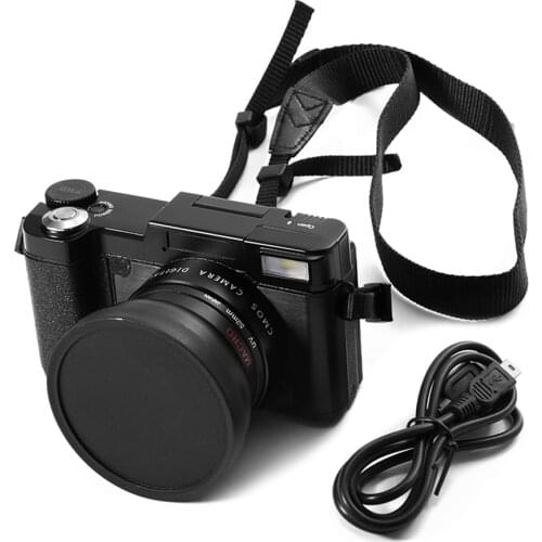 Professional 24MP HD Half-DSLR Digital Camera 4x Zoom w/ Macro Wide Angle Lens 1080P Digital Video Camcorder DVR Recorder