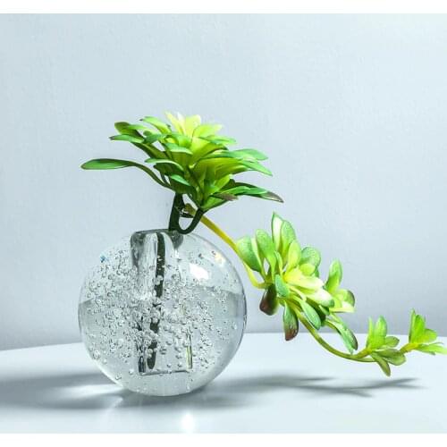 Luxury Crystal Ball Vase Fresh Tabletop Ornaments Flower Plant Transparent Bubble Glass Vase Modern Home Decoration Accessories