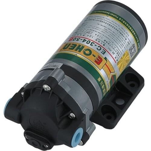 Self-priming booster pump EC-304-50B RO diaphragm pump 304 series 50GPD for 0 inlet pressure 24V ≥ 500 ml/m at 70psi