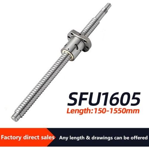 Ballscrew SFU1605-any length 100mm to 1550mm Ball Screw with ball nut End Machined CNC parts
