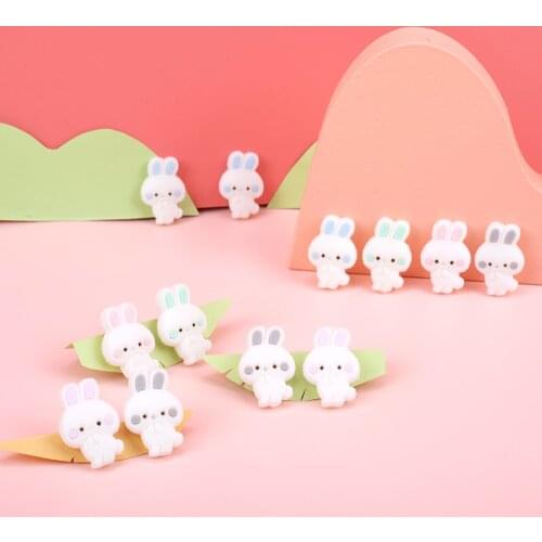 Sunrony 50pcs White Rabbit Silicone Beads Silicone Teether Accessories DIY Silicone Bead Teething Necklace Self Made Gifts