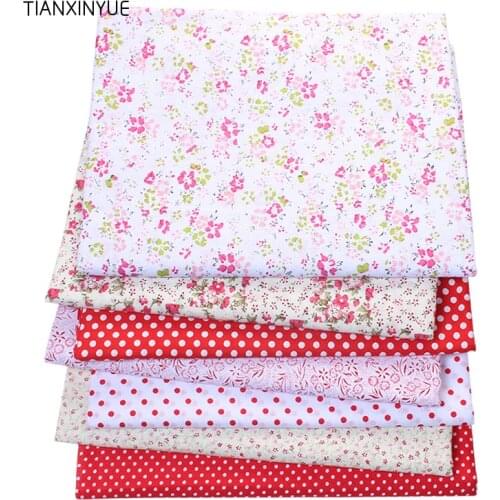 TIANXINYUE choose size 7 pcs/lot Red color 100% Cotton Quilts Fabric for Sewing Patchwork Kids Bags Baby toy DIY dot Fabric