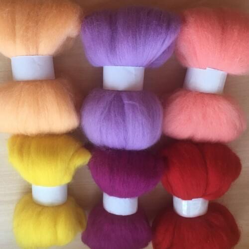WFPFBEC wool for felting 60g 6colors 10g/color wool roving fiber needle felt