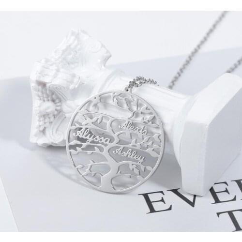 Zciti name Necklace Custom Stainless Steel Personalized Family tree Name NecklacesPrecious Best gift for family
