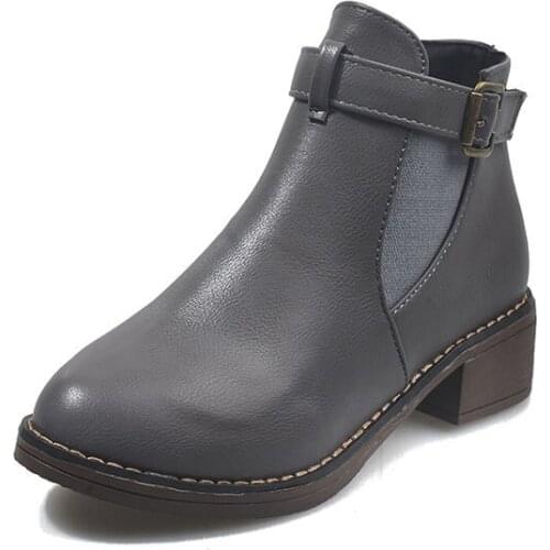 Women Ankle Martin Boots Autumn Female Casual Shoes Woman Flat Fashion Platform Round Toe Buckle Strap Solid Comfortable