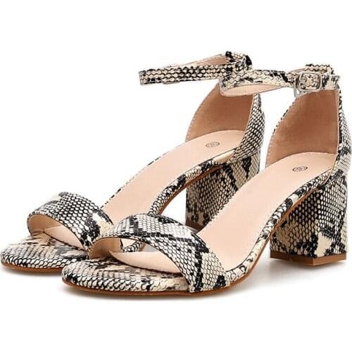 2020 new Fashion Colour Serpentine Women Shoes Peep Toe High Heels Sandals Summer Party Shoes PU Ankle Buckle Sandals Pumps