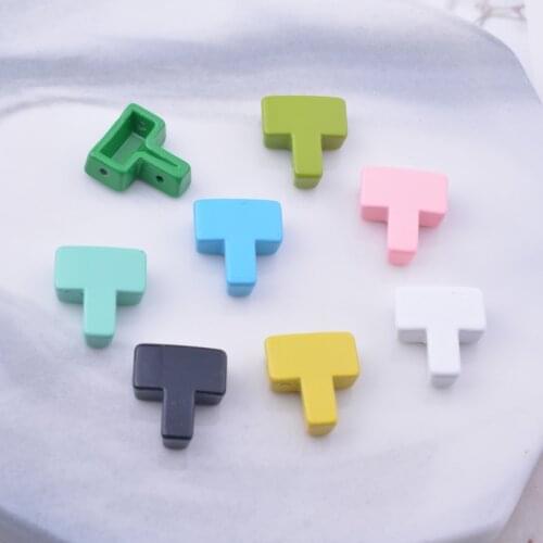 10pcs/lot 10*11mm Colorful T Shape Bead DIY Handmade Bracelet Enamel Tile Beads For Jewelry Making Accessories