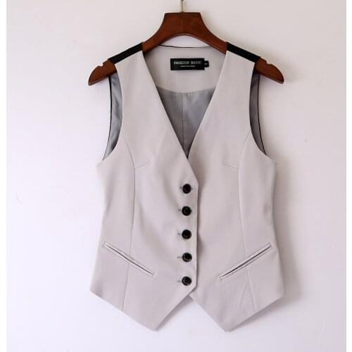 #5255 Grey Spliced Color Sleeveless Blazer Women Single Breasted Slim Office Vest Coat Short Waistcoat Female Plus Size 4XL