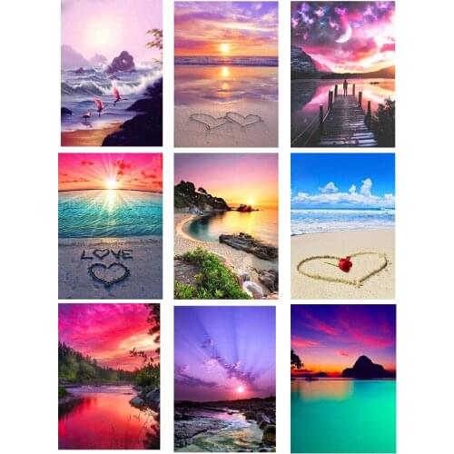 Diamond painting landscape cross stitch 5D diamond embroidery seaside full square picture rhinestone artist home decoration