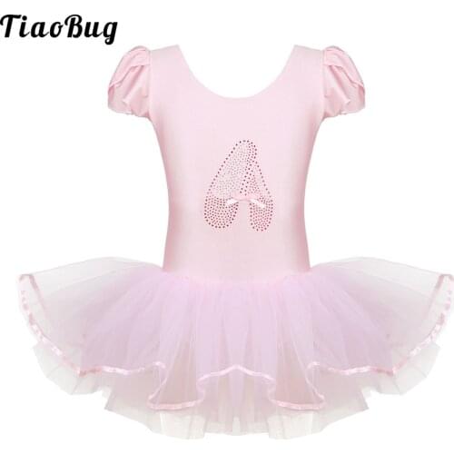 #L-4XL Kids Girls Ruffled Cap Sleeves Sequined Ballerina Shoe Ballet Dance Gymnastics Leotard Tutu Dress