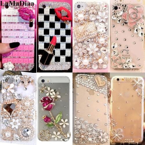 LaMaDiaa For iPhone X XS XR MAX 12 mini Pro max 11 Pro MAX 5S SE 6 6S 7 8 7Plus 8Plus 6Plus Rhinestone Case Bling Diamond Cover