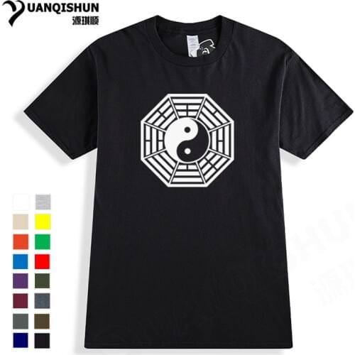 Tai Chi Bagua Map Print T Shirt Top Quality 16 Colors Cotton O-Neck Men Tshirt Yin Yang Printed T-Shirt Harajuku Free Shipping